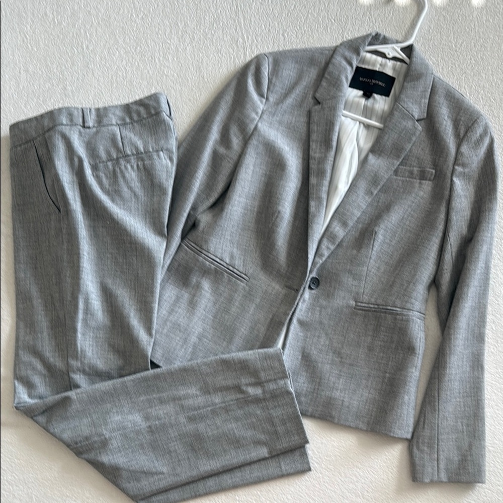 Banana Republic Gray Suit Set Classic Woven Design